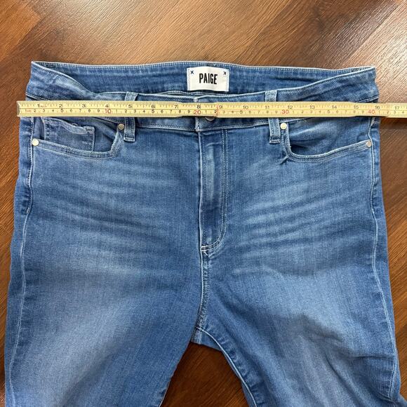 Paige Colette Crop Flare Jeans Raw Hem Casual Boho Minimalist Chic Denim Sz 32 - Picture 6 of 8